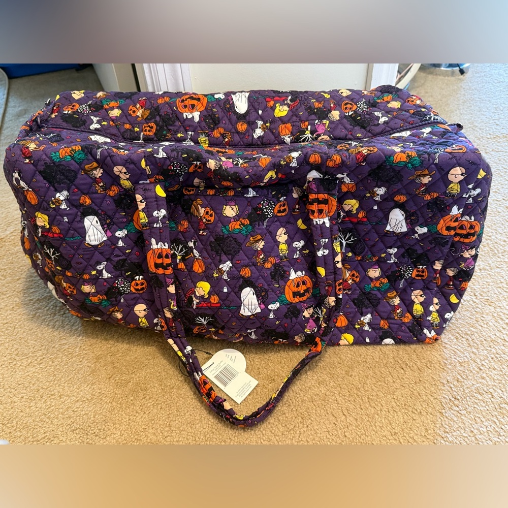 Vera Bradley Halloween Peanuts Indigo Snoopy Large Duffel  NWT
